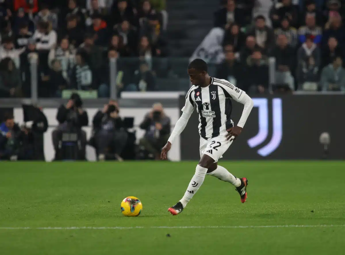 Timothy Weah de la Juventus FC lors du quart de finale de la Coppa Italia 2024/25, match de football entre la Juventus FC et l'Empoli FC